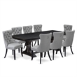 Pemberly Row 9-Piece Dining Room Set in Acacia Wood Black Finish