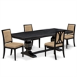 Pemberly Row 5-Piece Dining Set with Acacia Wood in Black Finish