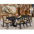 Pemberly Row 7-Piece Modern Dining Set with Acacia Wood in Black Finish