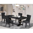 Pemberly Row 5-Piece Dining Set in Black Finish with Dark Gray Upholstery