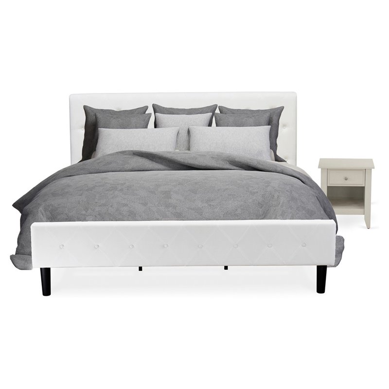 Pemberly Row 2-Piece Wood King Bedroom Set in Butter Cream Finish