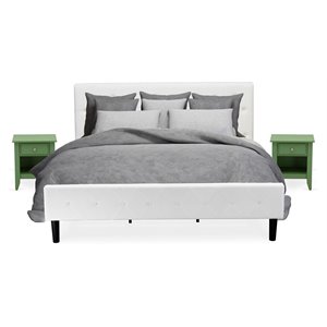 Pemberly Row 3-Piece Wood King Bedroom Set in White and Clover Green