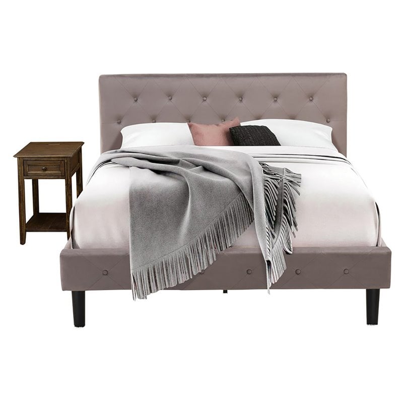 Pemberly Row 2-Piece Wood Queen Bedroom Set with Nightstand in Jacobean