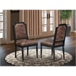 Pemberly Row Set of 2 Parson Dining Chairs in Black with Brown Upholstery