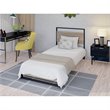 Pemberly Row Metal Twin Bed Frame with Wooden Slats in Black Finish
