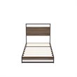 Pemberly Row Metal Twin Bed Frame with Wooden Slats in Black Finish