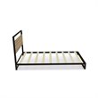 Pemberly Row Metal Twin Bed Frame with Wooden Slats in Black Finish