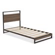 Pemberly Row Metal Twin Bed Frame with Wooden Slats in Black Finish