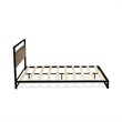 Pemberly Row Metal Queen Bed Frame with Wooden Slats in Black Finish