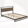Pemberly Row Metal Queen Bed Frame with Wooden Slats in Black Finish