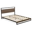 Pemberly Row Metal Queen Bed Frame with Wooden Slats in Black Finish
