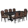 Pemberly Row 9-Piece Dining Set in Black and PU Leather Upholstery