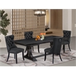 Pemberly Row 5-Piece Kitchen Dining Set in Black with Dark Gray Upholstery