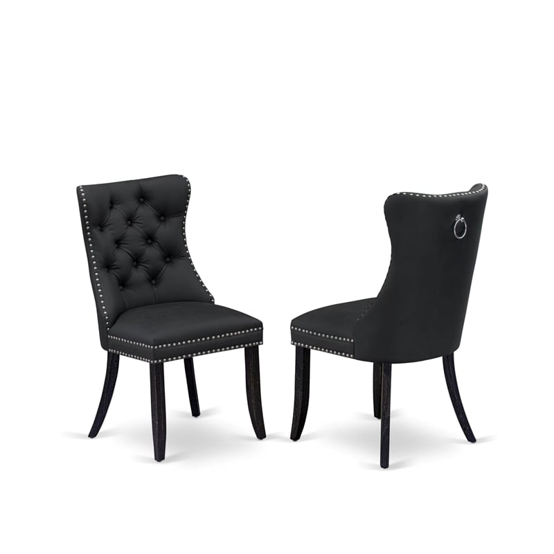 Pemberly Row 5-Piece Kitchen Dining Set in Black with Dark Gray Upholstery