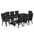 Pemberly Row 9-Piece Black Dining Set with Faux Leather and Acacia Wood