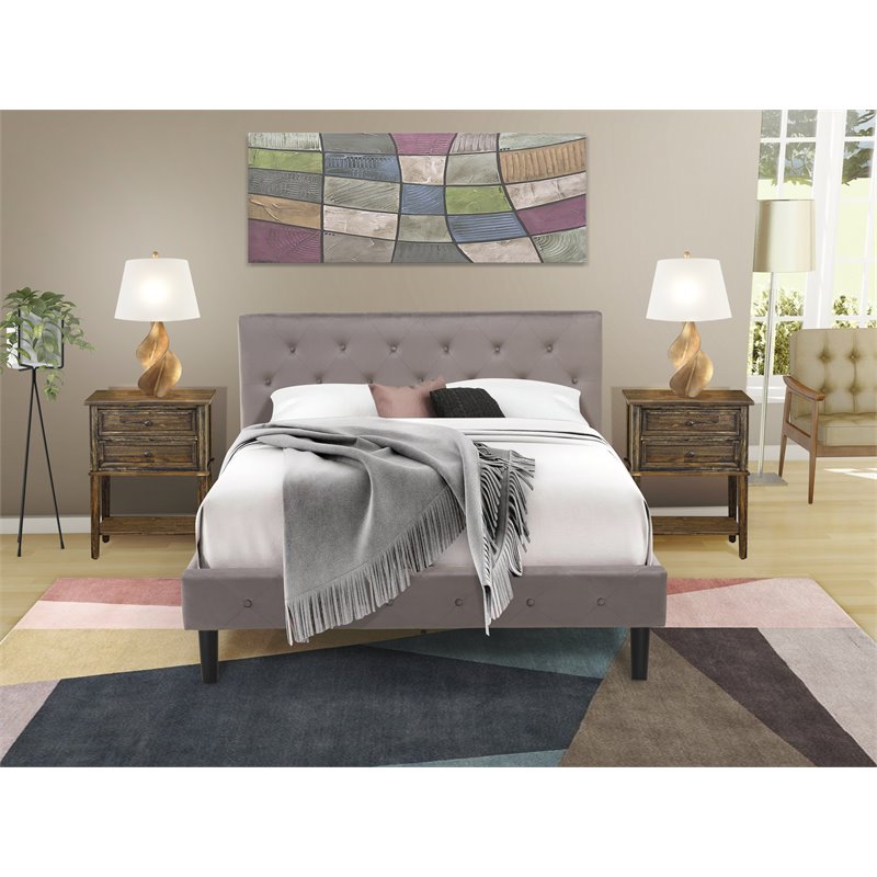 Pemberly Row 3-Piece Wood Queen Bedroom Set in Jacobean & Taupe