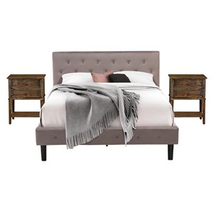Pemberly Row 3-Piece Wood Queen Bedroom Set in Jacobean & Taupe