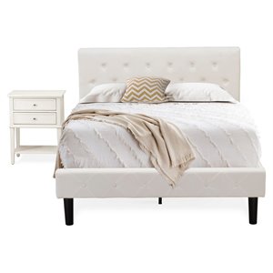 Pemberly Row 2-Piece Wood Full Bedroom Set in White & Butter Cream