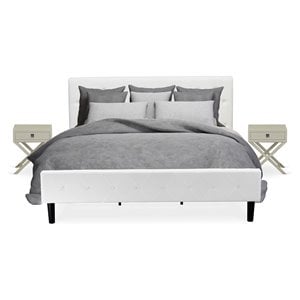 Pemberly Row 3-Piece Wood King Bedroom Set in White Urban Gray Finish