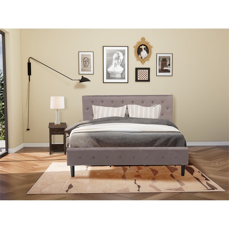 Pemberly Row 2-Piece Wood King Bedroom Set with Nightstand in Brown