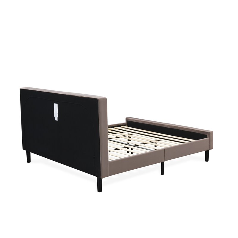 Pemberly Row 2-Piece Wood King Bedroom Set with Nightstand in Brown