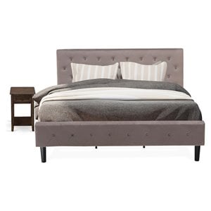 Pemberly Row 2-Piece Wood King Bedroom Set with Nightstand in Brown