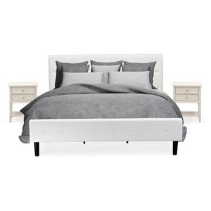 Pemberly Row 3-Piece Wooden King Bedroom Set with Nightstands in White
