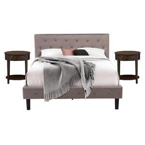 Pemberly Row 3-Piece Wood Queen Bedroom Set in Brown Taupe and Jacobean