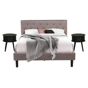 Pemberly Row 3-Piece Queen Bedroom Set with Wood Frame in Taupe Brown/Black