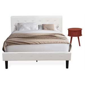 Pemberly Row 2-Piece Wood Queen Bedroom Set in White/Burgundy Finish