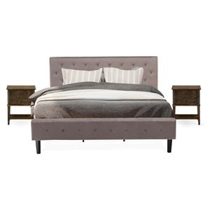 Pemberly Row 3-Piece Wood King Bedroom Set in Jacobean and Taupe Brown Finish