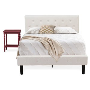 Pemberly Row 2-Piece Wood Full Bedroom Set in White/Burgundy