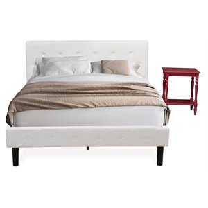 Pemberly Row 2-Piece Wood Queen Bedroom Set in White/Burgundy