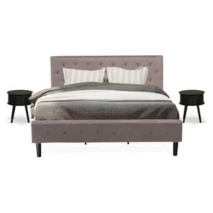 Pemberly Row 3-Piece Wooden King Bedroom Set in Taupe Brown and Black