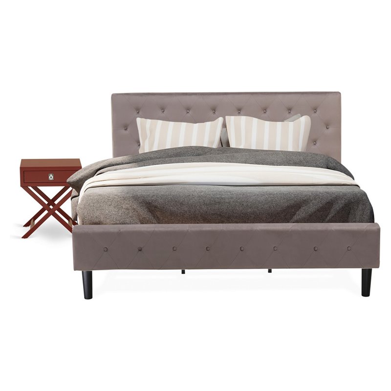Pemberly Row 2-Piece King Bedroom Set with Wood Frame in Brown Taupe