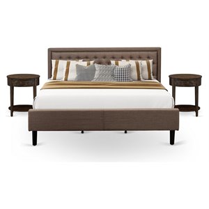 Pemberly Row 3-Piece King Bedroom Set in Engineered Wood and Brown Finish
