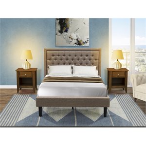 Pemberly Row 3-Piece Full Bedroom Set in Wood and Khaki Finish