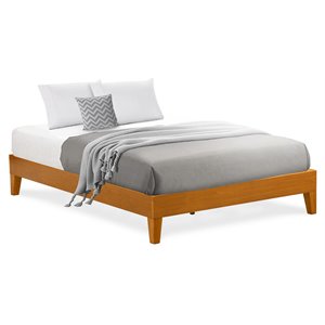 Pemberly Row Full Platform Bed Frame in Engineered Wood with Oak Finish