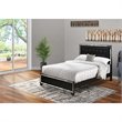 Pemberly Row Modern Engineered Wood Queen Bed with Black Faux Leather