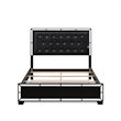 Pemberly Row Modern Engineered Wood Queen Bed with Black Faux Leather