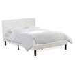 Pemberly Row Queen Platform Bed with Button-Tufted Upholstery in White and Black