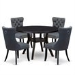 Pemberly Row 5-Piece Dining Set Acacia Wood in Sand Blasted Black Finish