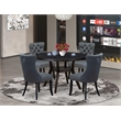 Pemberly Row 5-Piece Dining Set Acacia Wood in Sand Blasted Black Finish