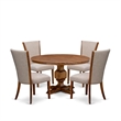 Pemberly Row 5-Piece Round Kitchen Table Set in Walnut Finish