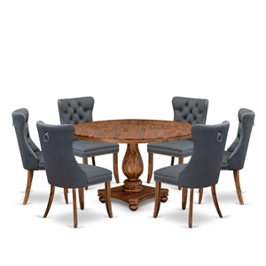 Pemberly Row 7-Piece Wooden Dining Table Set in Walnut Finish