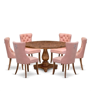 Pemberly Row Contemporary 7-Piece Dining Set in Walnut Finish