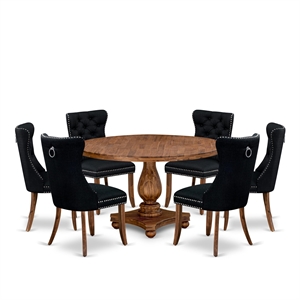 Pemberly Row 7-Piece Antique Walnut Kitchen Table Set with Chairs