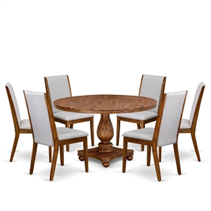 Pemberly Row 7-Piece Dining Table Set in Walnut Finish