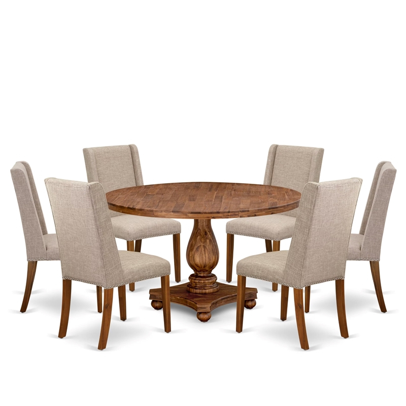 Pemberly Row 7-Piece Kitchen Table Set in Walnut Finish