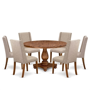 Pemberly Row 7-Piece Kitchen Table Set in Walnut Finish